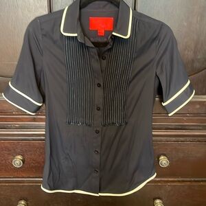 Zac Posen Z Spoke navy blue silk blouse size 0